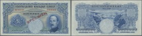 Bulgaria: 500 Leva 1929 SPECIMEN, P.52s, three times vertically folded, some other minor creases in the paper and tiny pinholes, condition: VF+