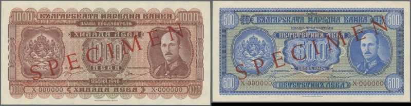 Bulgaria: very rare Specimen pair with 500 and 1000 Leva of the Reichsdruck Berl...