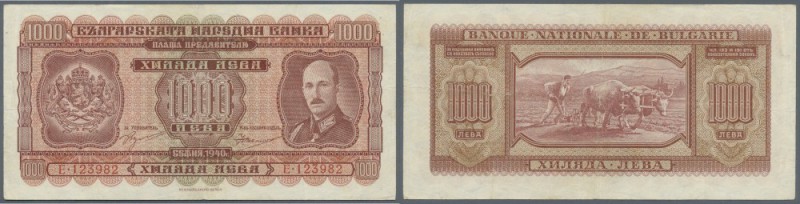 Bulgaria: 1000 Leva 1940 P. 59, with center fold, handling in paper and light ho...