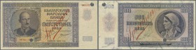 Bulgaria: 500 Leva 1942 SPECIMEN, P.60s, printed by Giesecke & Devrient Leipzig with cancellation holes, lightly toned paper and a number of pinholes ...