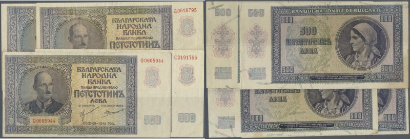 Bulgaria: set with 4 Banknotes 500 Leva 1942, P.60, all notes in about Fine cond...