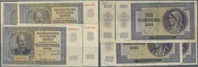 Bulgaria: set with 4 Banknotes 500 Leva 1942, P.60, all notes in about Fine condition with several folds, spots and slightly yellowed paper: F (4 Bank...