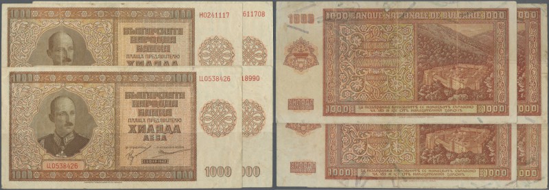 Bulgaria: nice set with 4 Banknotes 1000 Leva 1942, P.61, all notes vertically f...