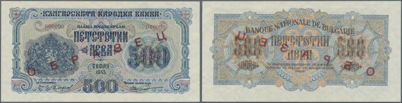 Bulgaria: 500 Leva 1945 Goznak series with russian overprint SPECIMEN, P.71s wit...