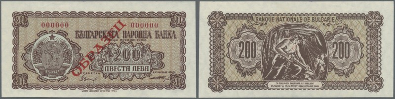 Bulgaria: 200 Leva 1948 SPECIMEN, P.75s with a few small pinholes at left border...