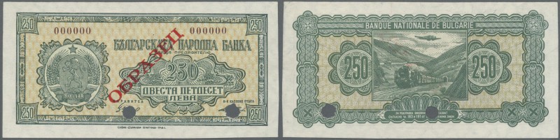 Bulgaria: 250 Leva 1948 SPECIMEN, P.76s with strong paper and bright colors with...