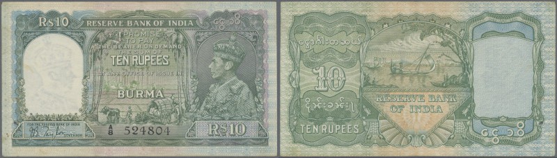 Burma: Reserve Bank of India 10 Rupees ND(1938), P.5, excellent condition with p...
