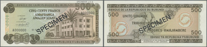 Burundi: 500 Francs 1968 Specimen P. 24As in condition: UNC.