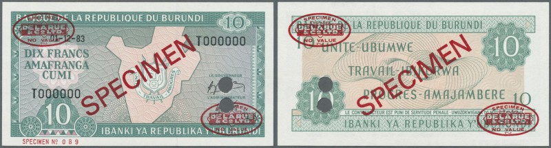 Burundi: 10 Francs 1983 Specimen P. 33as in condition: UNC.