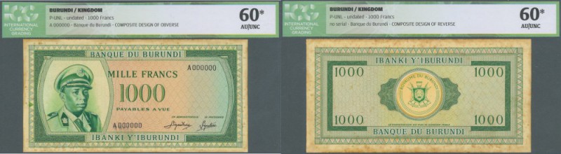 Burundi: 1000 Francs ND Composit Essay P. NL. This rare archival essay, front an...