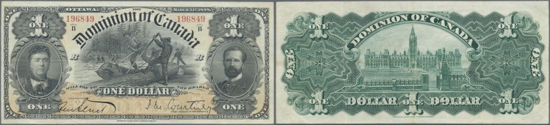 Canada: 1 Dollar 1898 series B P. 24 in exceptional condition, vertically and ho...