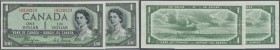 Canada: Set of 2 consecutive banknotes 1 Dollar 1954 ”Devil Face”, paper clip dint at left, otherwise perfect, condition: aUNC. (2 pcs)
