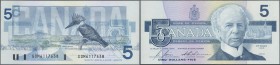 Canada: 5 Dollars 1986 P. 95c with Error print on back side, partial print of the front mirrored print visible, condition: UNC.