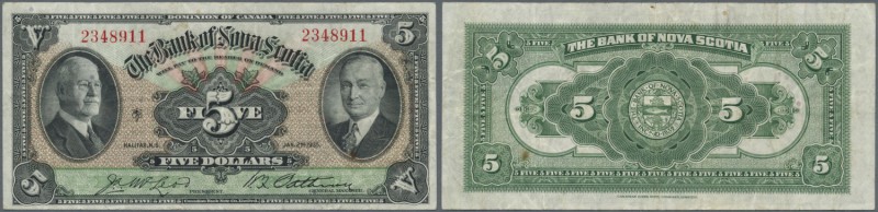 Canada: The Bank of Nova Scotia 5 Dollars 1935 P. S621, several folds in paper b...