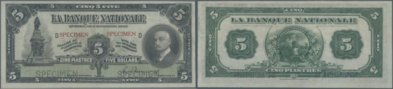 Canada: La Banque Nationale 5 Dollars 1922 SPECIMEN, P.S871s with ovpt. and perf...