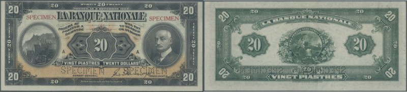 Canada: La Banque Nationale 20 Dollars 1922 SPECIMEN, P.S873s in very nice condi...