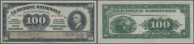 Canada: La Banque Nationale 100 Dollars 1922 SPECIMEN, P.S875s in perfect condition, slightly wavy paper at left border, PMG graded 65 Gem Uncirculate...