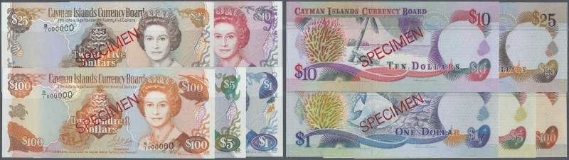 Cayman Islands: set of 5 SPECIMEN notes containing 1, 5, 10, 25 and 100 Dollars ...