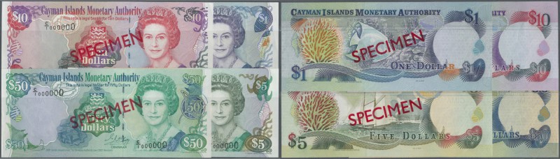 Cayman Islands: set of 4 SPECIMEN notes containing 1, 5, 10 and 50 Dollars 2001 ...