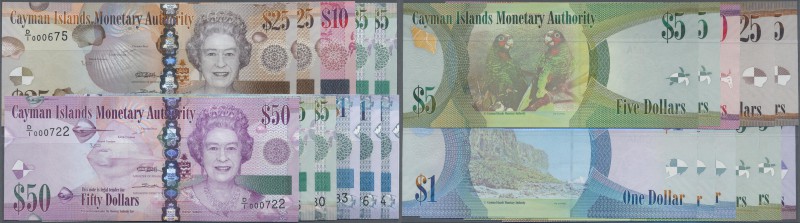Cayman Islands: set of 11 notes containing 3x 1 Dollar 2010, 4x 5 Dollars 2010, ...