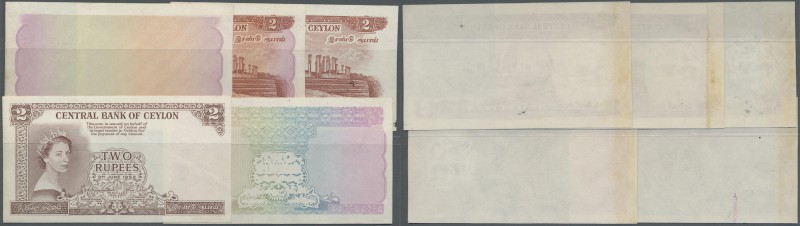 Ceylon: rare set of 5 Progressive Proof prints for 2 Rupees 1952 QEII P. 50p, wa...