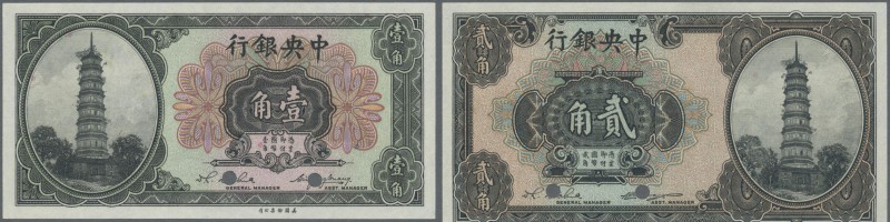China: set of 2 notes Central Bank of China containing 10 and 20 Cents ND P. 193...
