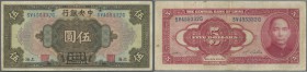 China: 5 Dollars 1928 The Central Bank of China P. 196d, used with several folds but still strong paper, condition: F+ to VF-.