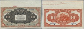 China: Russian - Asian Bank (Русско - Азiатскiй Банкъ), 10 Rubles ND(1919) Specimen P. S476s, rarely seen, never folded, handling in paper and dints a...