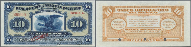 Colombia: Banco Hipotecario del Pacífico, Cali, 10 Pesos L.1905 SPECIMEN, P.S524...