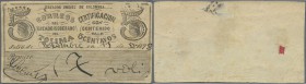 Colombia: unknown 5 Centavos 1878 note, probably similar to a postal order note de ”Correos del estado soberano del Tolima” with signatures, stained p...