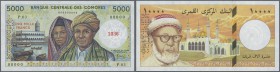 Comoros: set of 3 Specimen notes containing 2500, 5000 and 10.000 Francs ND(2005) P. 12s-14s, all with zero serial numbers in condition: UNC. (3 pcs)