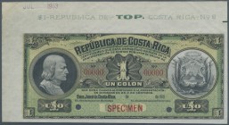 Costa Rica: 1 Colon ND(1905-06) SPECIMEN, P.142s with hand stamped date July 1903 at upper part of the paper sheet in excellent condition with tiny cr...