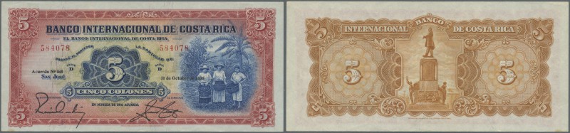 Costa Rica: Banco Internacional de Costa Rica 5 Colones 1936, P.180 in almost pe...