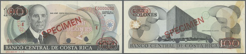 Costa Rica: 100 Colones ND Specimen P. 240s with zero serial numbers and Specime...