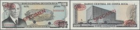 Costa Rica: 100 Colones ND Specimen P. 240s with red ”Specimen” overprint at center, zero serial numbers, one cancellation hole and red De La Rue seal...
