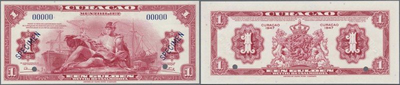 Curacao: 1 Gulden 1947 SPECIMEN, P.35bs with punch hole cancellation at lower ma...