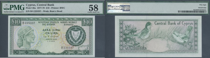 Cyprus: 10 Pounds 1978 P. 48a, PMG graded 58 Choice About UNC.