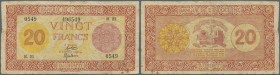Djibouti: 20 Francs ND(1945) P. 15, Palestine Print, several folds and creases in paper, some softness in paper, small center hole, no repairs, condit...