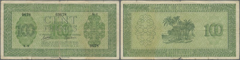 Djibouti: Banque de l'Indochine 100 Francs ND(1945), P.16, lightly toned paper w...