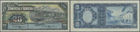 Ecuador: 20 Sucres 1923 Specimen P. S129s with red ”Specimen” overprint at left, 2 cancellation holes and zero serial number. A rare note of which are...