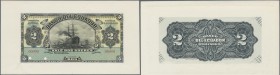 Ecuador: seperate front and back proof prints of 2 Sucres 1901 P. S152, mounted on card with zero serial numbers, both in condition: UNC.