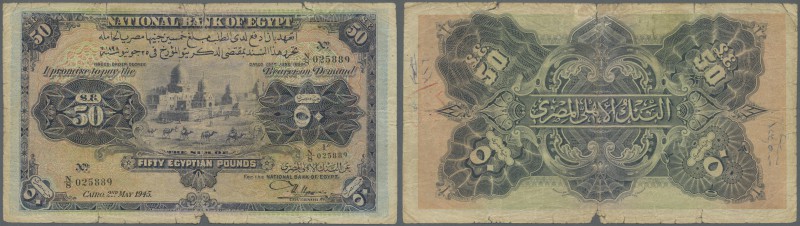 Egypt: National Bank of Egypt 50 Pounds May 2nd 1945, P.15c with signature: Nixo...