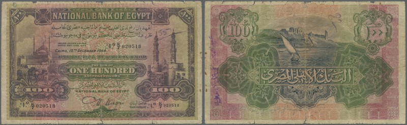 Egypt: National Bank of Egypt 100 Pounds December 15th 1944 with signature: Nixo...