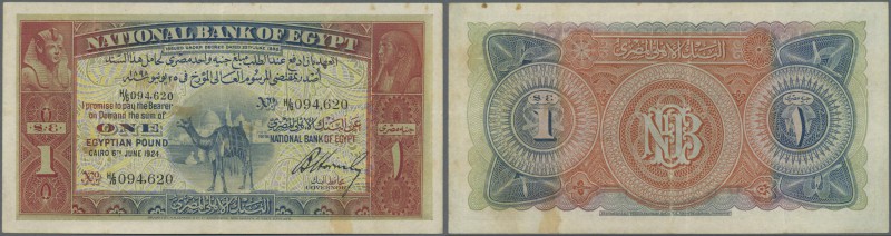 Egypt: National Bank of Egypt 1 Pound June 6th 1924, P.18, great original shape ...