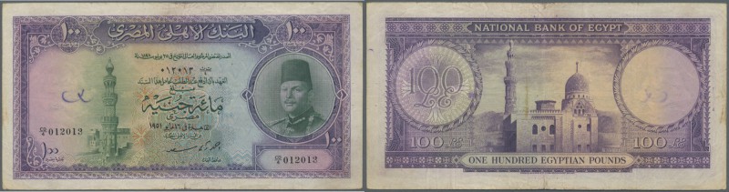 Egypt: 100 Pounds 1951 P. 27b, a note which is getting more and more rare on the...