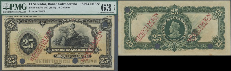 El Salvador: Banco Salvadoreño 25 Pesos ND(1924) SPECIMEN, P.S225s with punch ho...