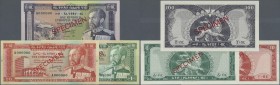 Ethiopia: set of 3 Specimen notes containing 1, 10 and 100 Dollars ND(1966) Specimen P. 25s, 27s, 29s, all in condition: UNC. (3 pcs)