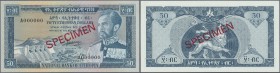 Ethiopia: 50 Birr ND P. 28s, zero serial numbers, red specimen overprint, condition: UNC.