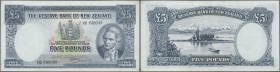 Falkland Islands: 5 Pounds ND P. 160c, washed and pressed, still strongness in paper and without holes or tears, condition: F-.