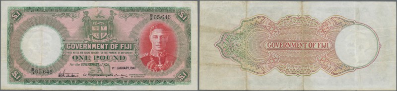 Fiji: 1 Pound 1941 P. 40a, used with folds and creases, no holes or tears, not w...